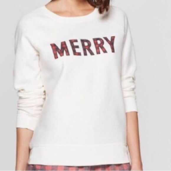 Women’s Grayson Threads “MERRY”  In Buffalo Plaid Lightweight Sweatshirt Sz L - Picture 1 of 6